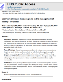 Commercial weight-loss programs in the management of obesity